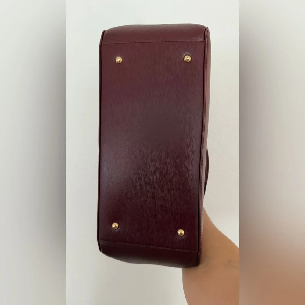 Lauren Ralph Lauren Bennington Saffiano Leather Tote Handbag | Merlot - Picture 8 of 11